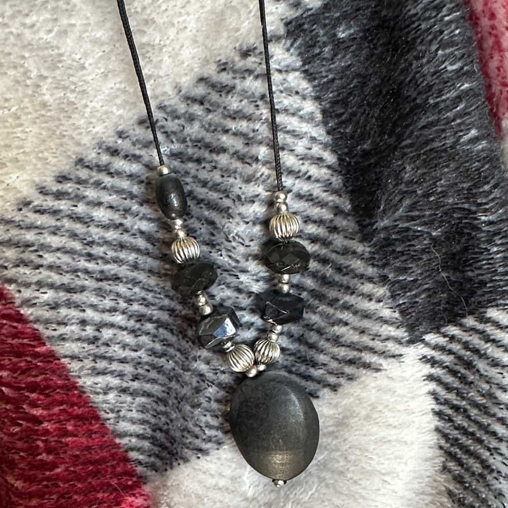 Black Stone Pendant Necklace - Women Jewelry